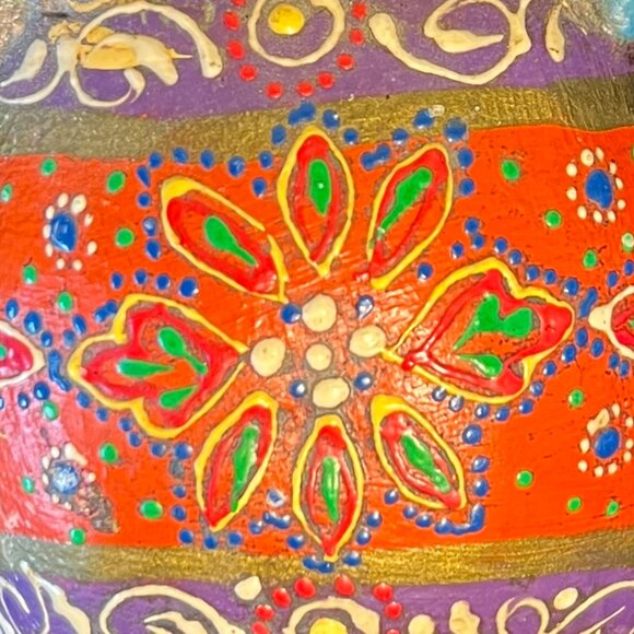 INDIAN FOLK ART Hand Carved Wooden Hand Painted Trunk Up Blessing Elephant - Picture 16 of 16